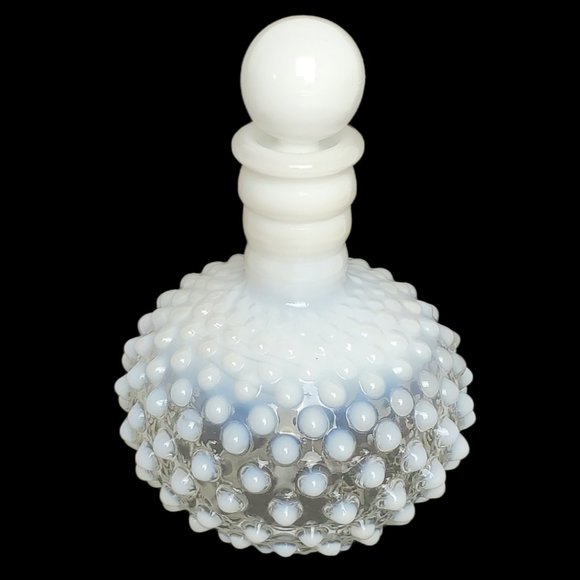 VTG FENTON OPALESCENT HOBNAIL PERFUME BOTTLE STOPPER Decanter White Milk Glass - Picture 1 of 10